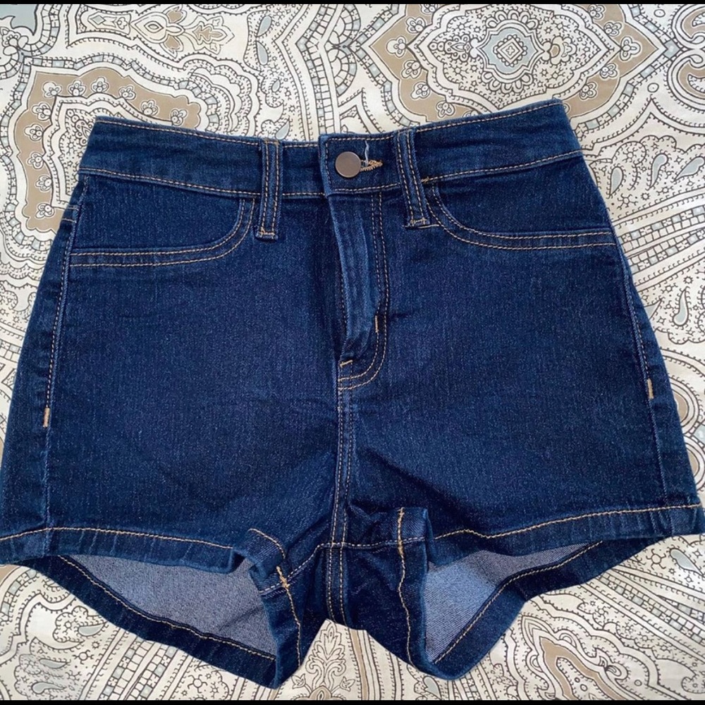 New high wasted jean shorts, dark wash
